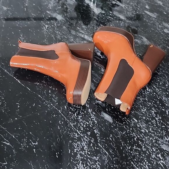 BRAND NEW CIRCUS BY SAM EDELMAN WOMEN'S BROWN  PATENT BLOCK HEEL ANKLE B… G1 - Picture 12 of 15